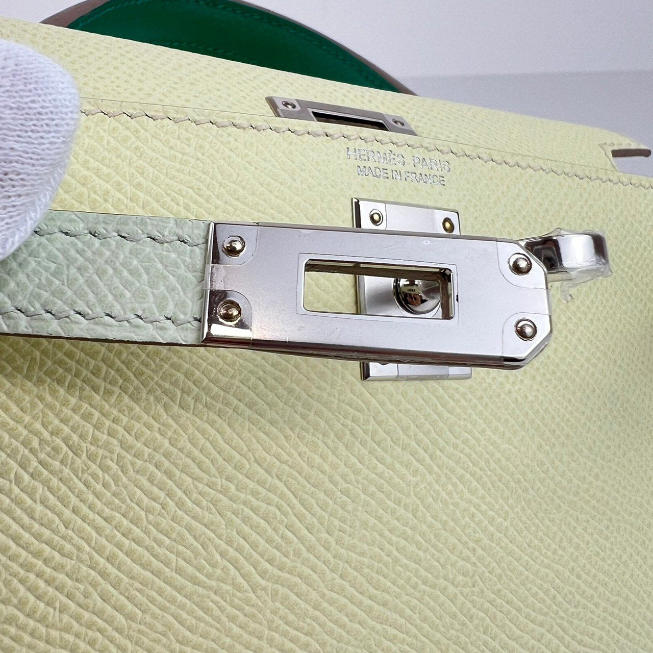 Mini kelly toricolor ミニケリートリコロール Jaune milton/Vert fizz/Vert vertigo ジョーヌミルトン/ヴェールフィズ/ヴェールヴェルティゴ PHW シルバー金具 Epsom エプソン Stamp-W W刻印