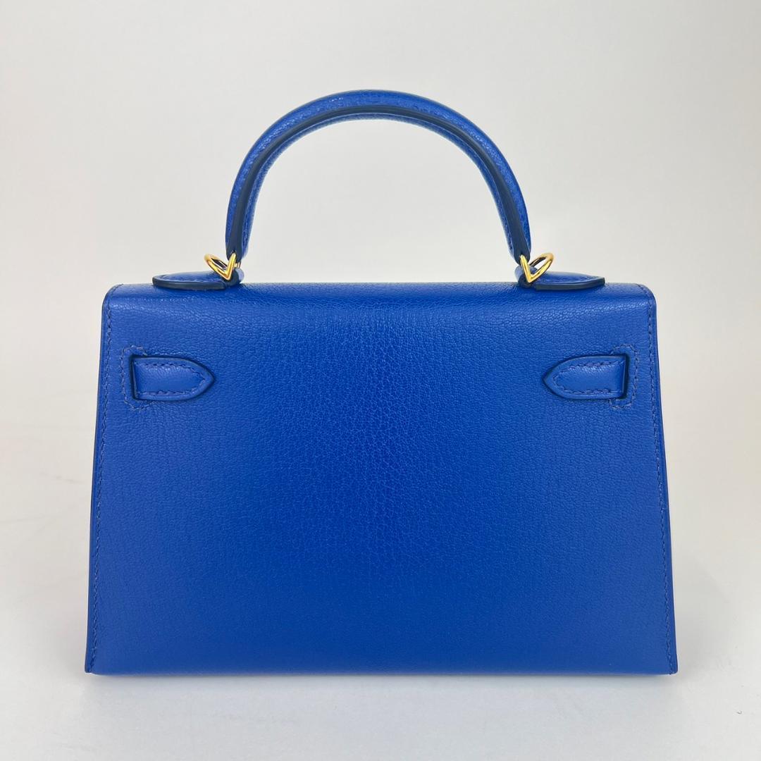 Mini kelly ミニケリー Blue royal ブルーロイヤル Chevre シェーブル GHW ゴールド金具 B刻