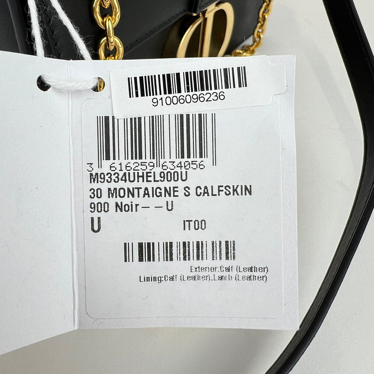 30 Montaigne East-West バッグ 30モンテーニュ イースト ウエストバッグ Black ブラック ゴールド金具 カーフスキン M9334UHEL_M900