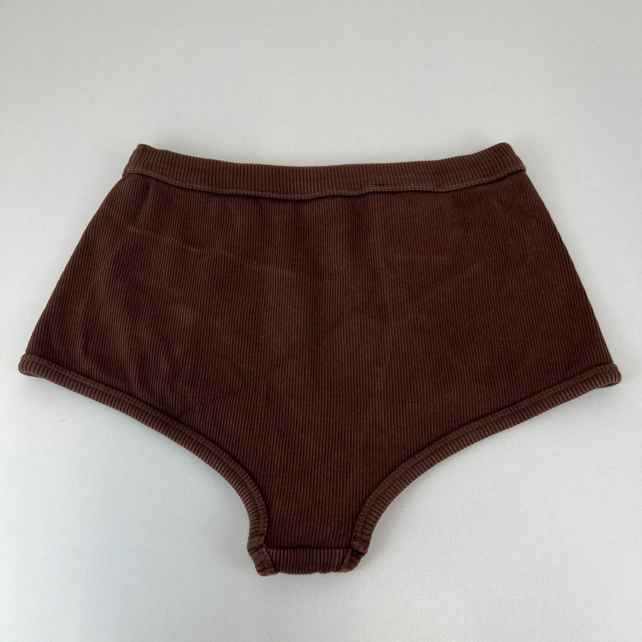 miu miu ミュウミュウ ガーメントダイ リブ編み ボクサーショートパンツ ポリエステル100% Brown ブラウン