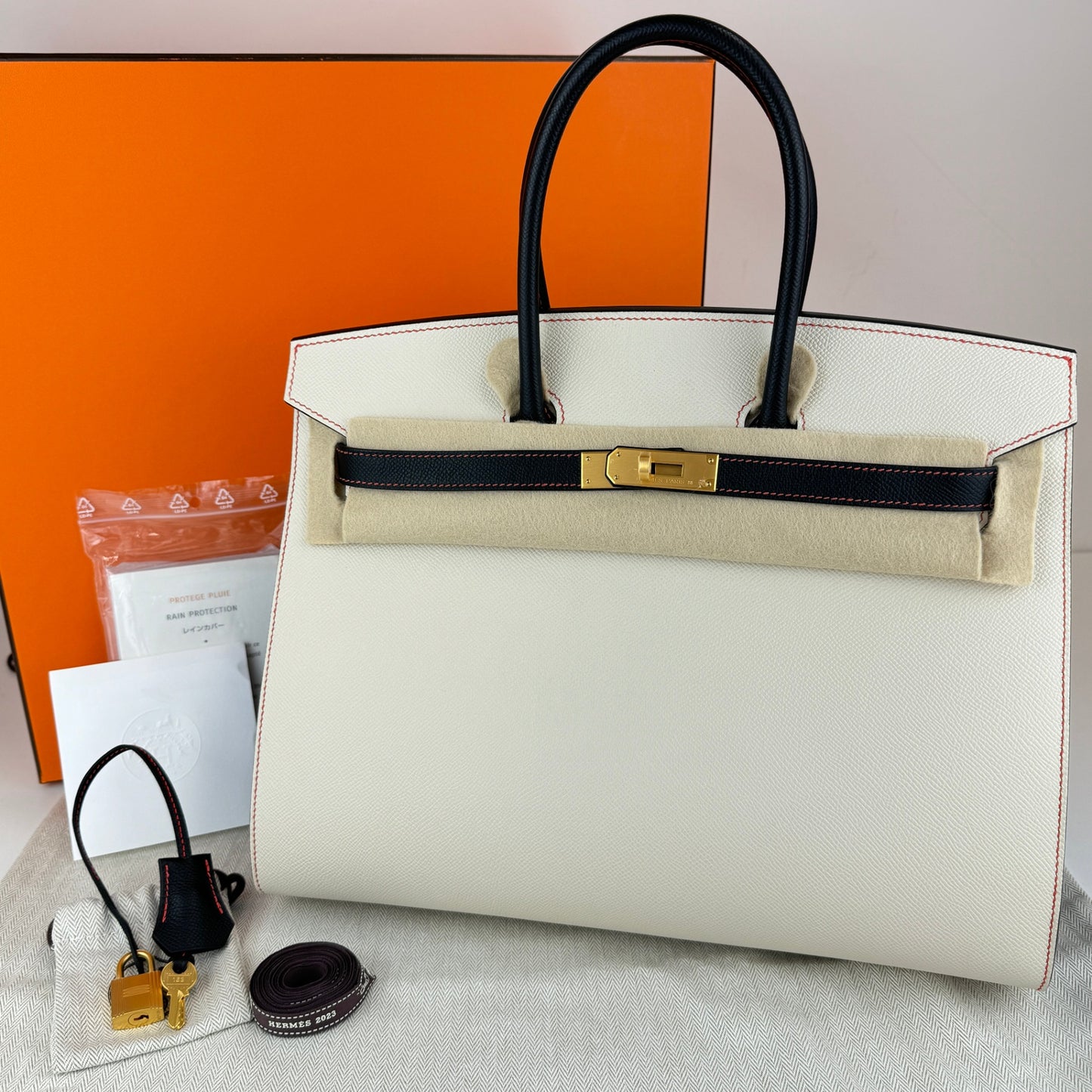 Birkin35 SO バーキン35 スペシャルオーダー Craie/Black クレ/ブラック Epsom エプソン GHW マットゴールド金具 Stamp-B B刻印
