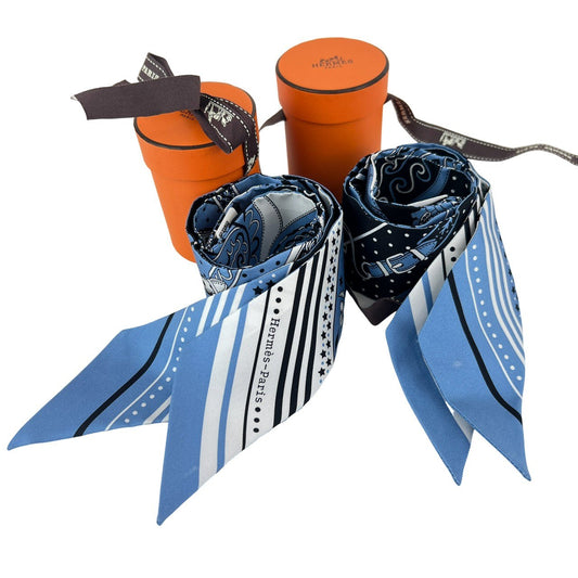 Twilly ツイリー マルチカラー スカーフ ブルー