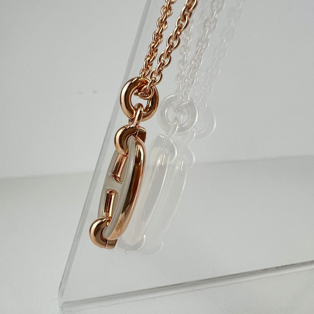 Hermès エルメス Mini Maillon pendant ミニ マイヨン ペンダント メタル Marron grace / Rosegold :マロングラッセ / ローズゴールド