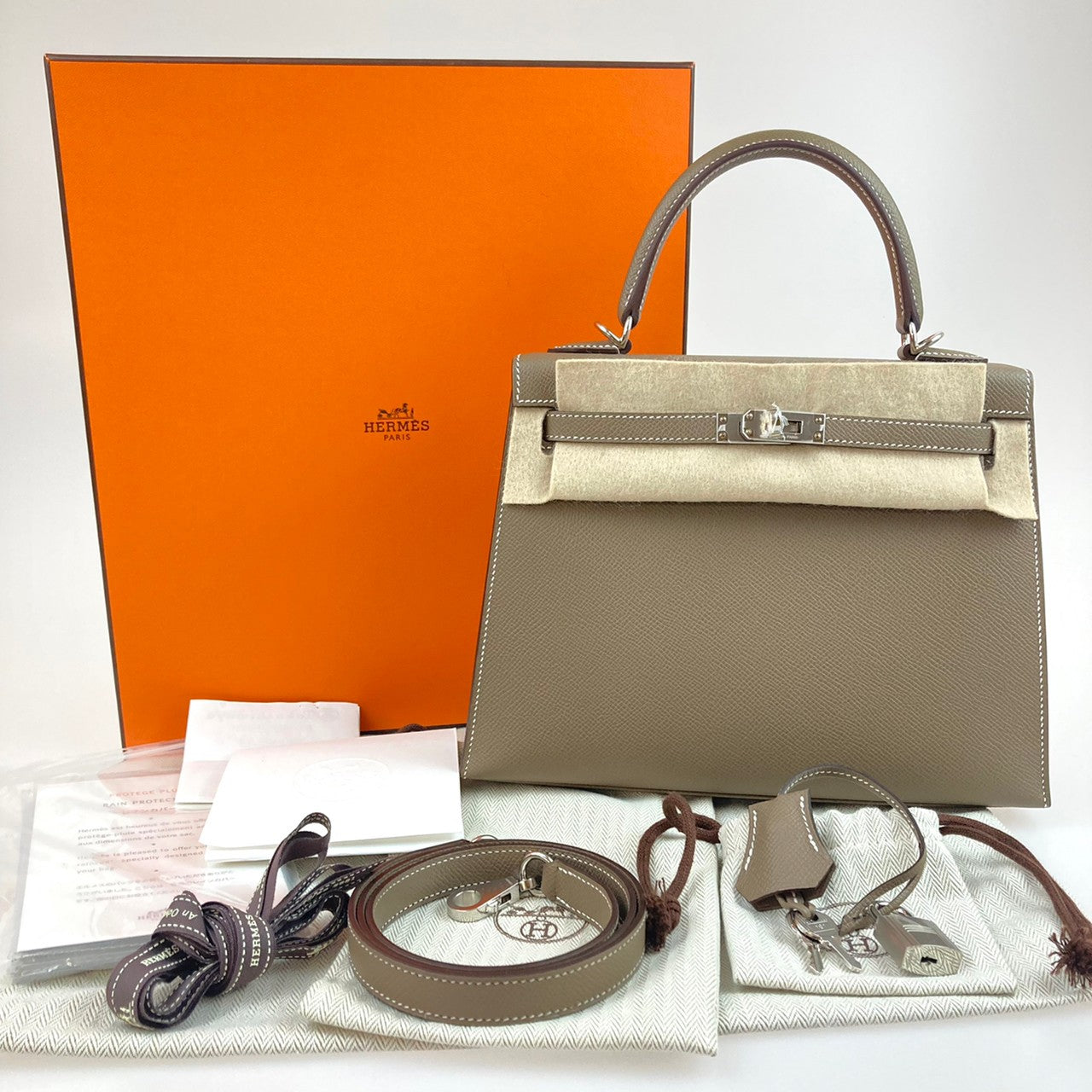 HERMES エルメス Kelly 25 ケリー25 Etoupe エトープEpsom エプソンシルバー金具 Z刻印