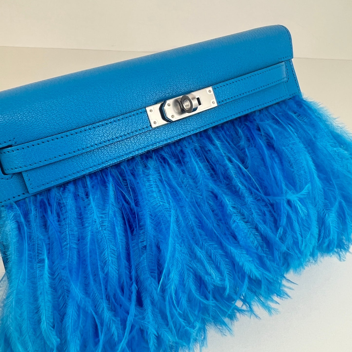 Kelly Elan feather ケリーエランフェザー Blue frida ブルーフリーダ Chevre シェーブル PHW シルバー金具 Stamp-B B刻印
