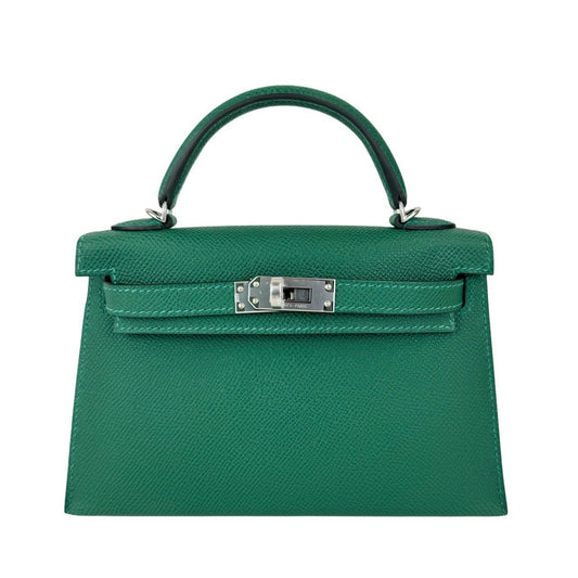 Mini kelly ミニケリー Stamp-W W刻印 Epaom エプソン Vert moyen ヴェールモワイヤン PHW シルバー金具