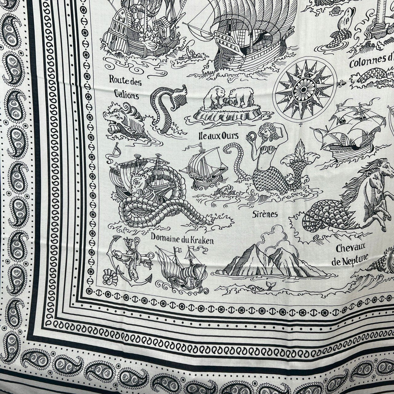 Tatouages Marins Bandana shawl 140 タトゥアージュ マリンズ バンダナ ショール 140 Cashmere/Silk カシミア/シルク
