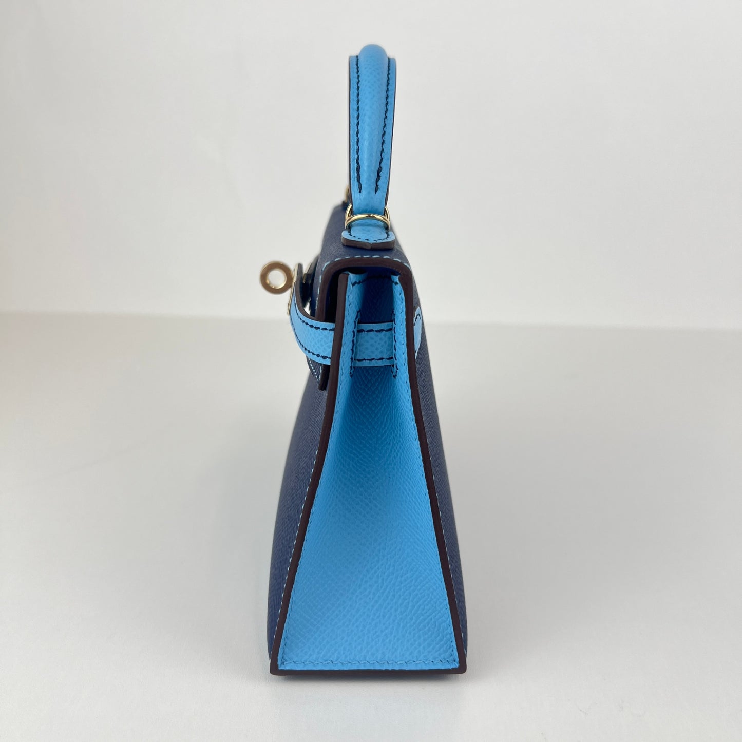 Mini kelly Special order ミニケリー スペシャルオーダー Blue navy/Celeste ブルーネイビー/セレステ PMBHW シャンパンゴールド金具 Stamp-K K刻印