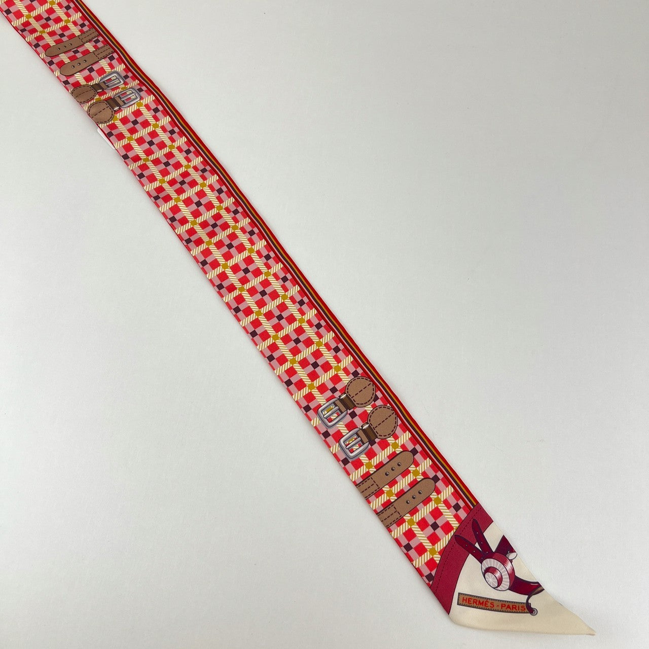 Hermès エルメス Twilly ツイリー 絹 100% マルチカラー ピンク レッド