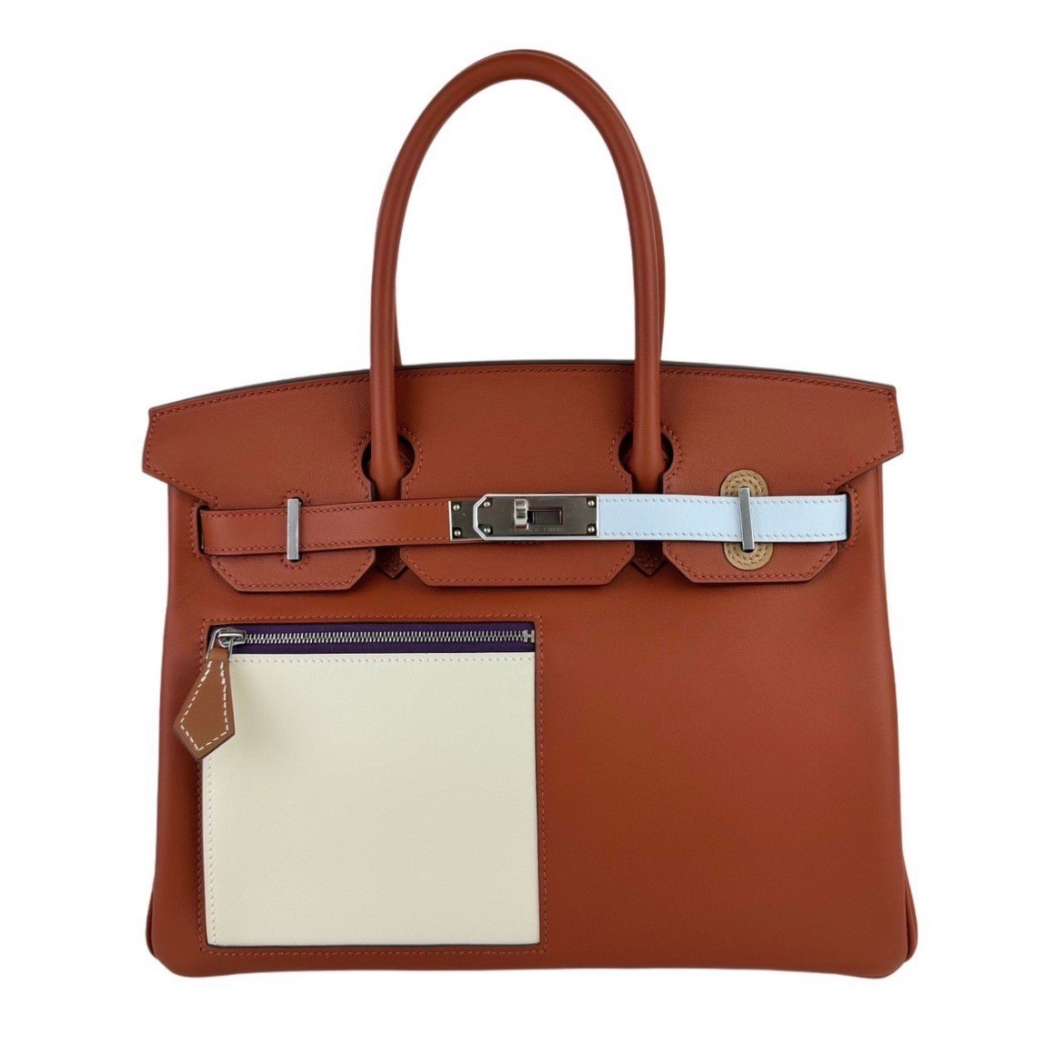 Birkin30 colormatic バーキン30 カラーマティック Brick/Nata/Blue brume ブリック/ナタ/ブルーブリュム PHW シルバー金具 Swift スイフト U刻 Stamp-U