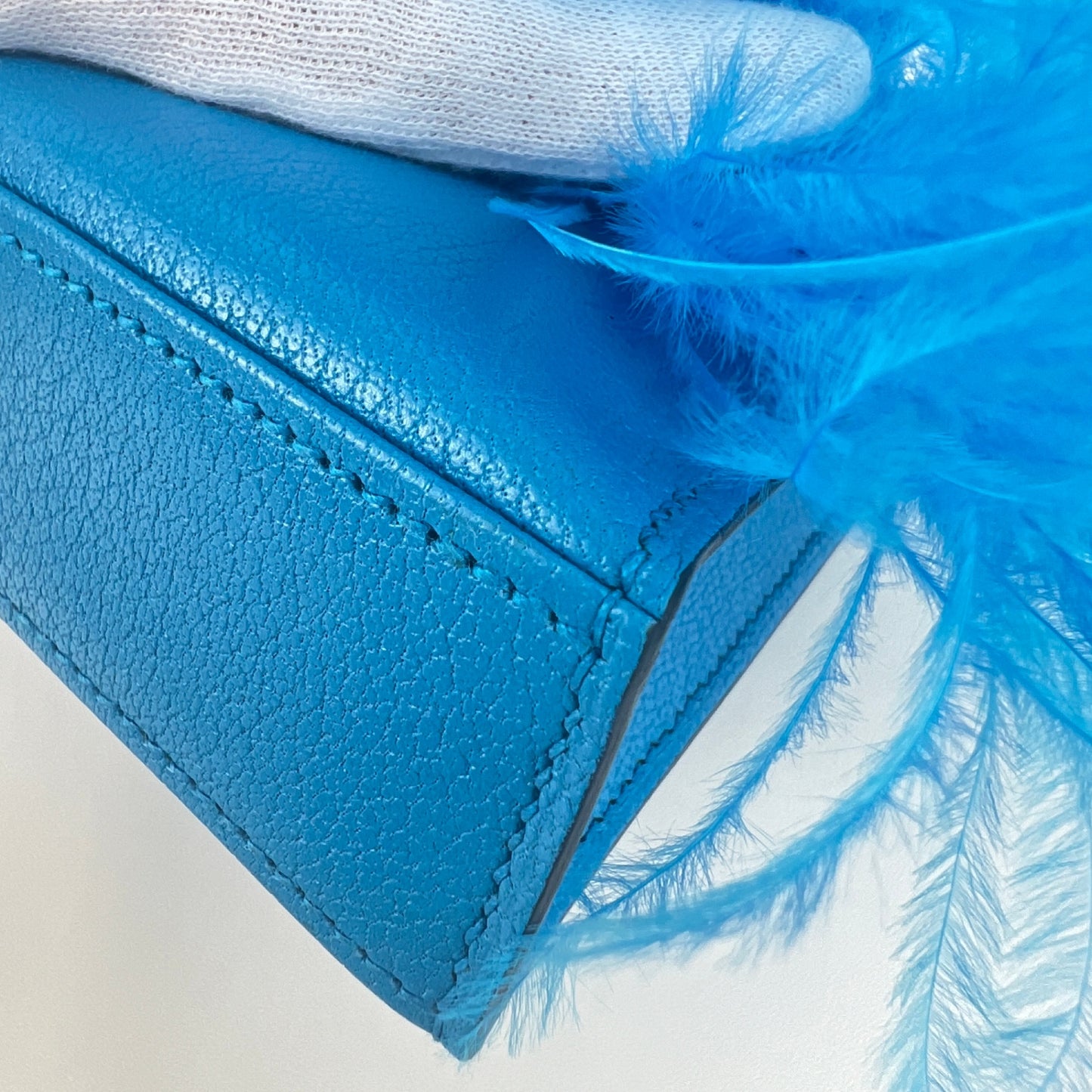 Kelly Elan feather ケリーエランフェザー Blue frida ブルーフリーダ Chevre シェーブル PHW シルバー金具 Stamp-B B刻印