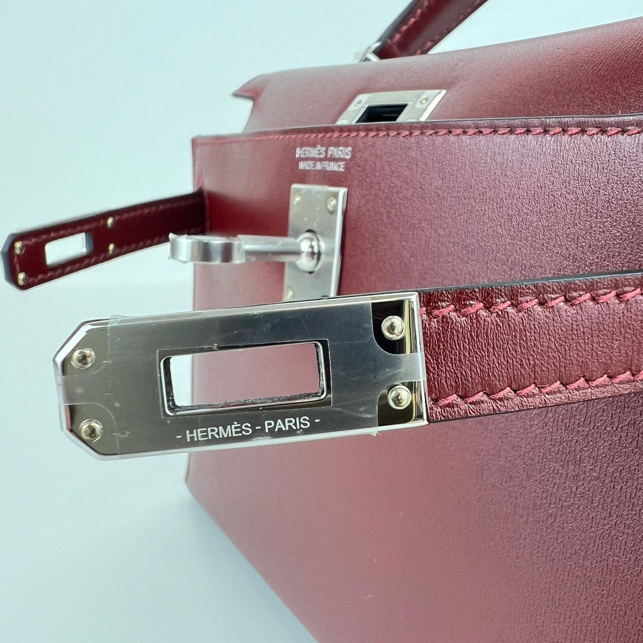 Mini kelly ミニケリー Rouge H ルージュアッシュ PHW シルバー金具 Box calf ボックスカーフ Stamp-W W刻印