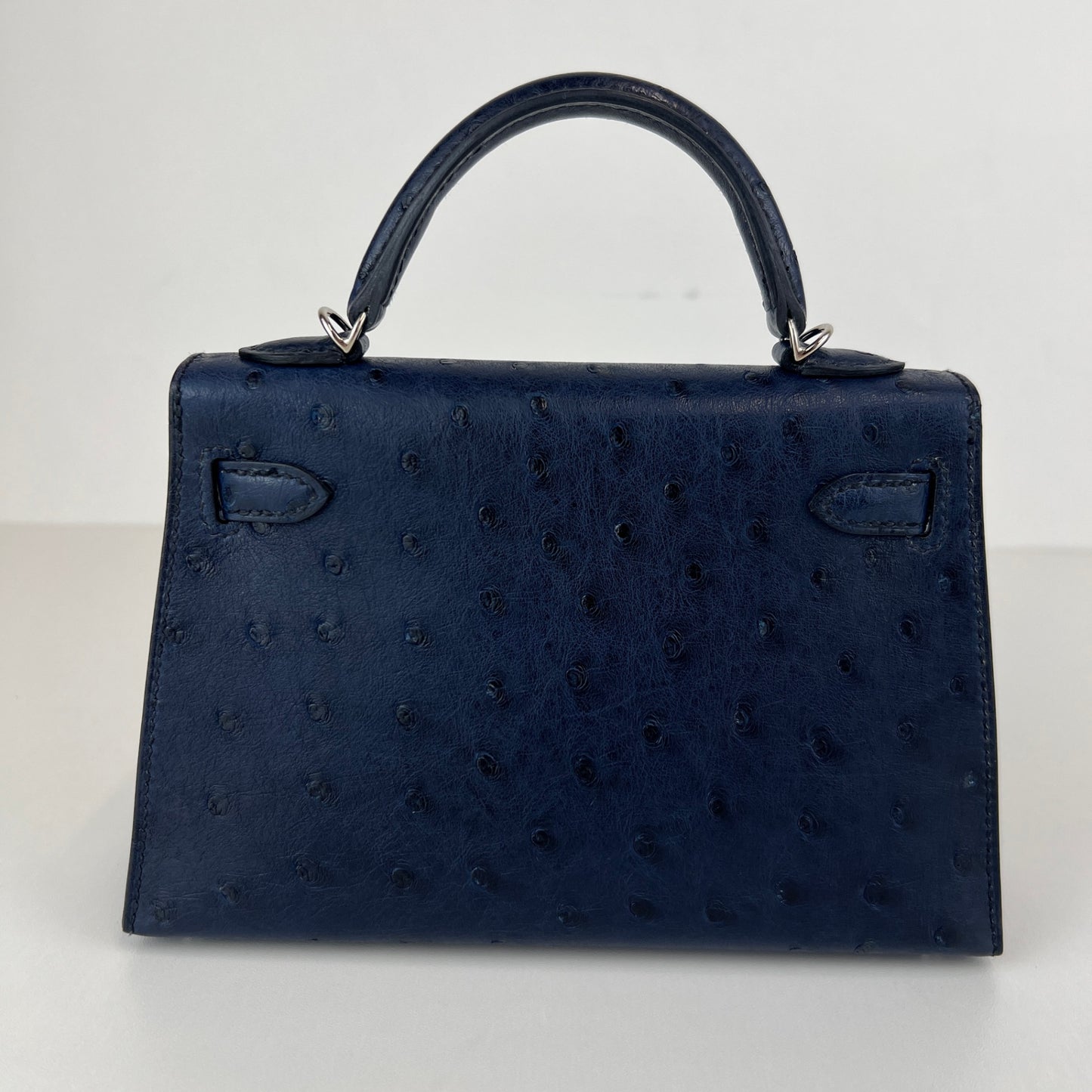 Mini kelly ミニケリー Aisome アイゾメ Ostrich オーストリッチ PHW シルバー金具 Stamp-W W刻印
