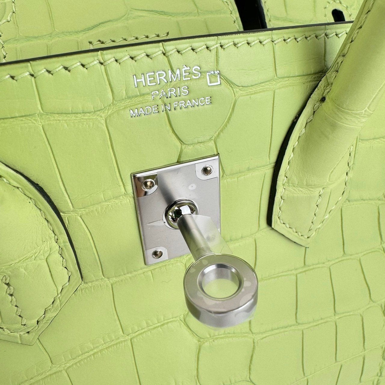 Birkin25 バーキン25 Jaune bourgeon ジョーヌブルジョン Alligatorアリゲーター PHW シルバー金具 Stamp-U U刻印