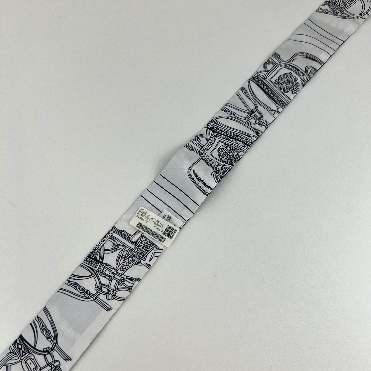 Hermès エルメス Twilly ツイリー 絹 100% マルチカラー ブラック ホワイト