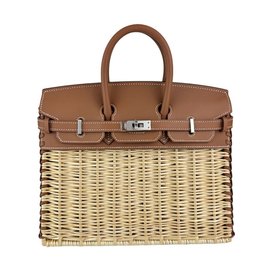 Birkin25 picnic バーキン25ピクニック Gold ゴールド  PHW シルバー金具 Swift/Rattan Stamp-B B刻印