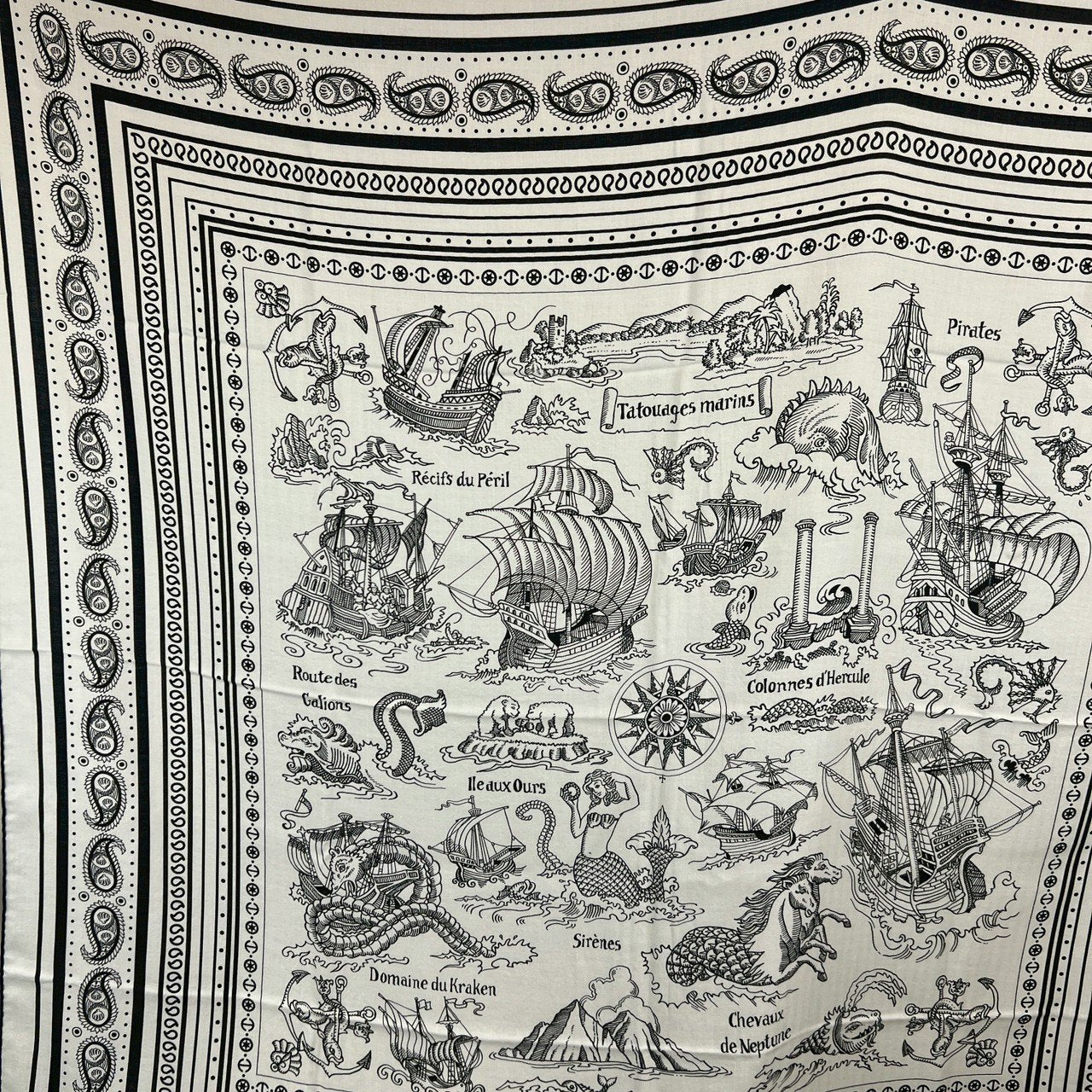 Tatouages Marins Bandana shawl 140 タトゥアージュ マリンズ バンダナ ショール 140 Cashmere/Silk カシミア/シルク