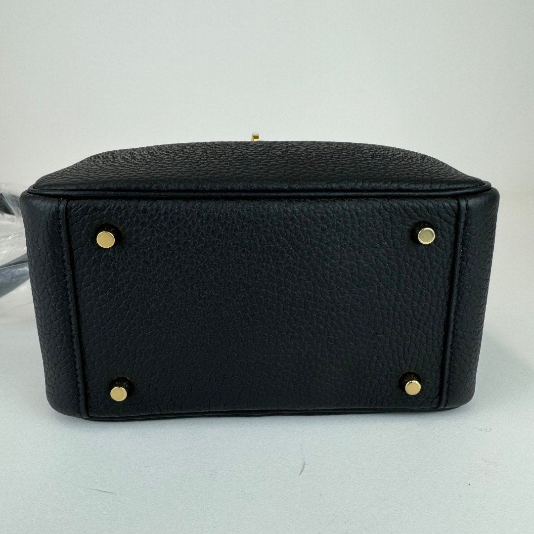 HERMES エルメス Lindy mini リンディミニ Black ブラック GHW ゴールド金具 Taurillon Clemence トリヨンクレマンス Stamp-B B刻