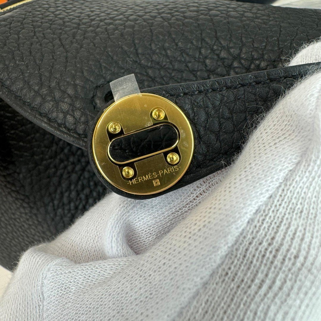 HERMES エルメス Lindy mini リンディミニ Black ブラック GHW ゴールド金具 Taurillon Clemence トリヨンクレマンス Stamp-B B刻