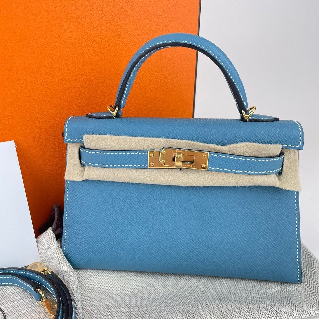 Mini kelly ミニケリー Blue jean ブルージン Epsom エプソン GHW ゴールド金具 B刻