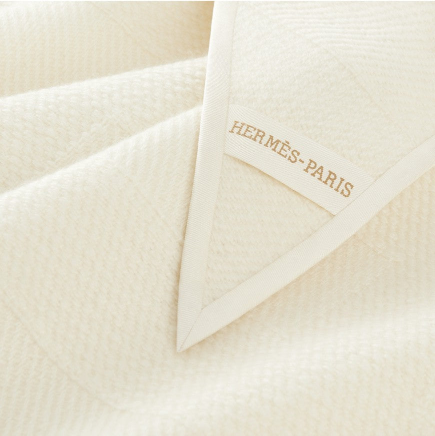 Hermès エルメス ロザンジュ 《ストライプH》 LOSANGE カシミア 100% White ホワイト