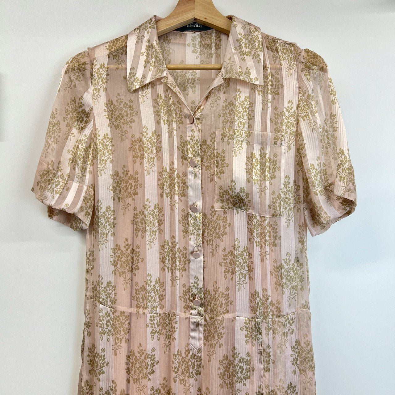 FENDI フェンディ ピンクシフォン ドレス Pink ピンク シルク サイズ36