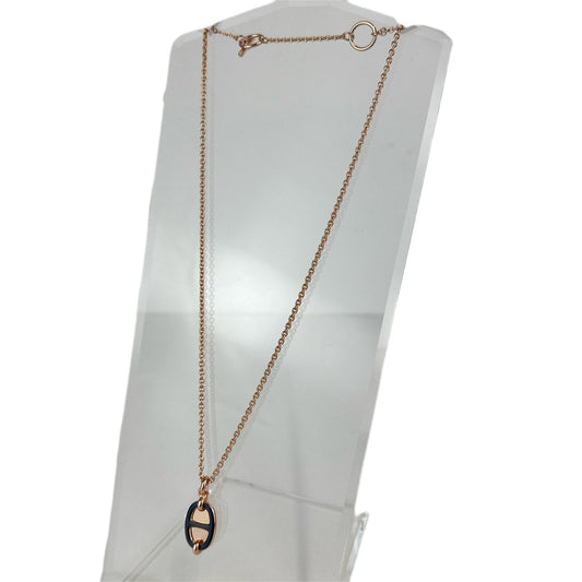 Hermès エルメス Mini Maillon pendant ミニ マイヨン ペンダント メタル Black / Rosegold :ブラック / ローズゴールド