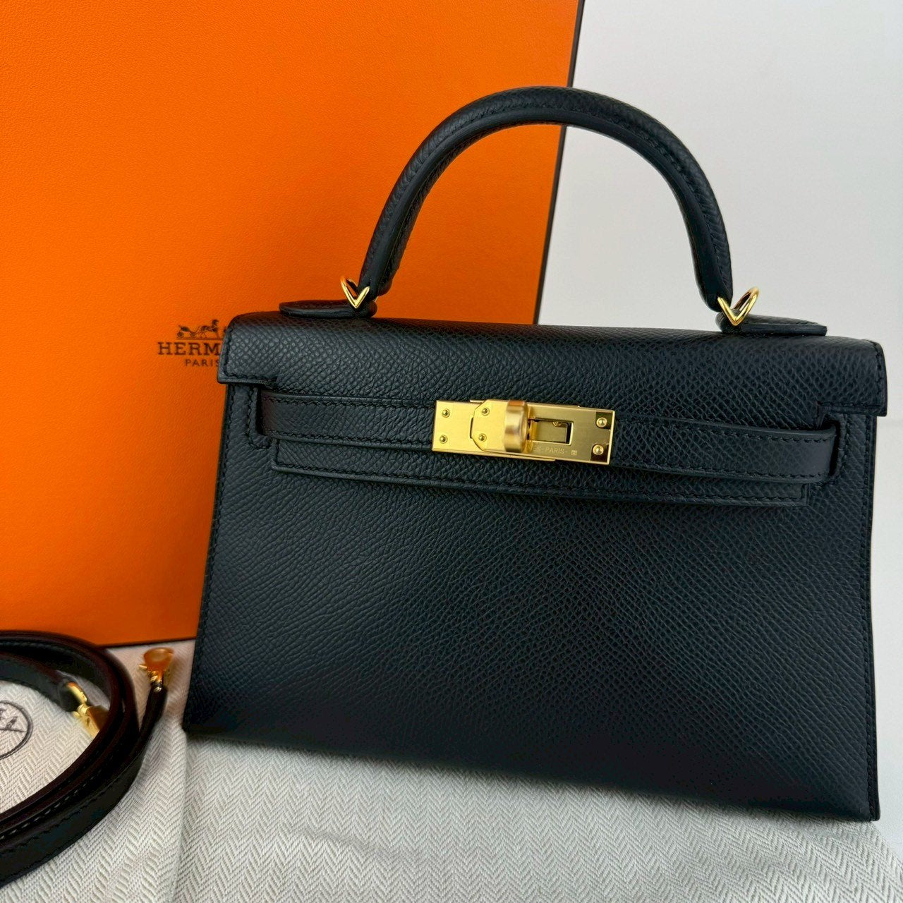 Mini kelly ミニケリー Black ブラック Epsom エプソン GHW ゴールド金具 Stamp-U U刻印