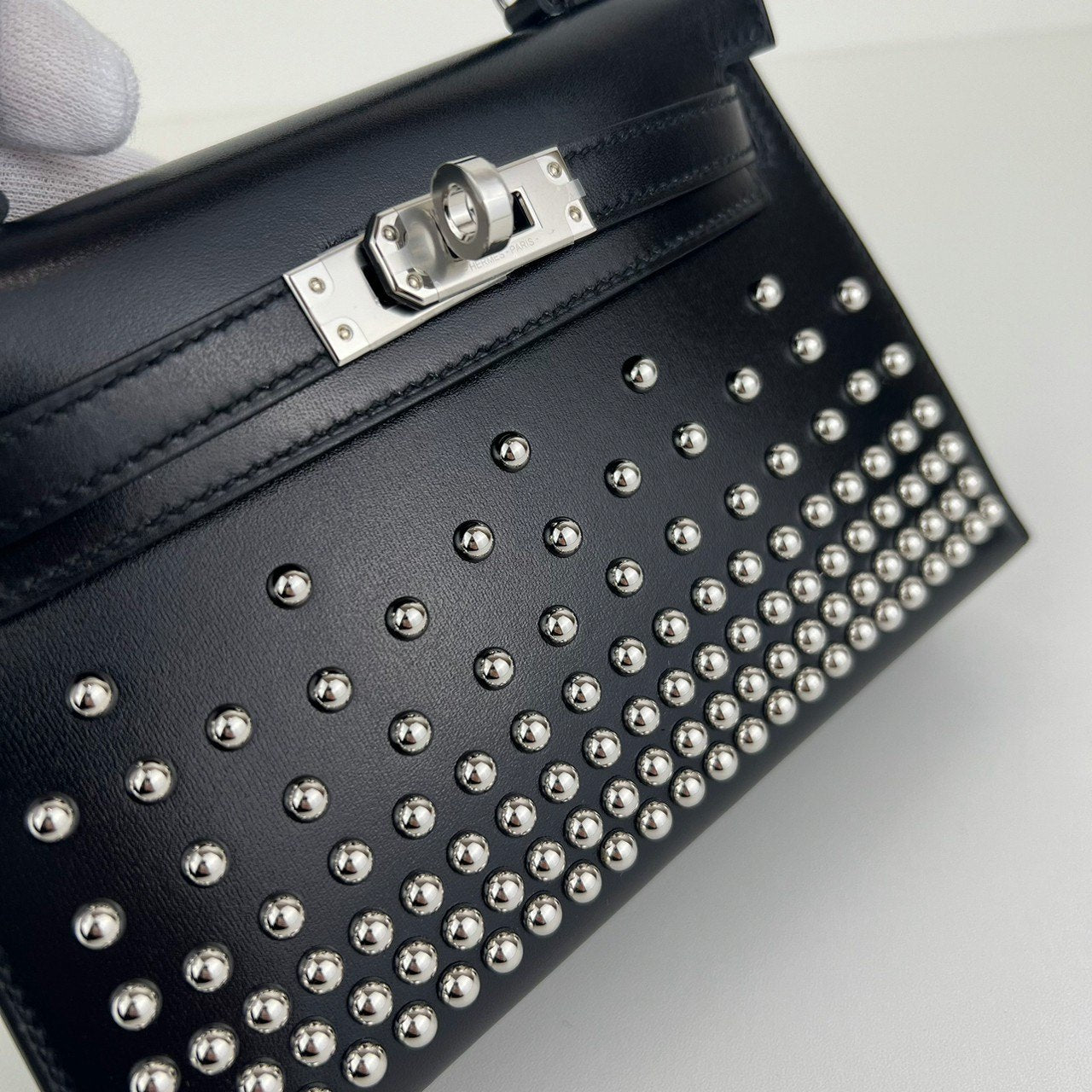 Mini kelly cloute ミニケリークローテ Black ブラック Box calf ボックスカーフ PHW シルバー金具 Stamp-B B刻印