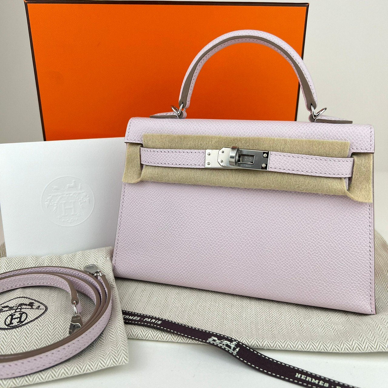 Mini kelly ミニケリー Mauve pale モーヴパール PHW シルバー金具 Epsom エプソン B刻
