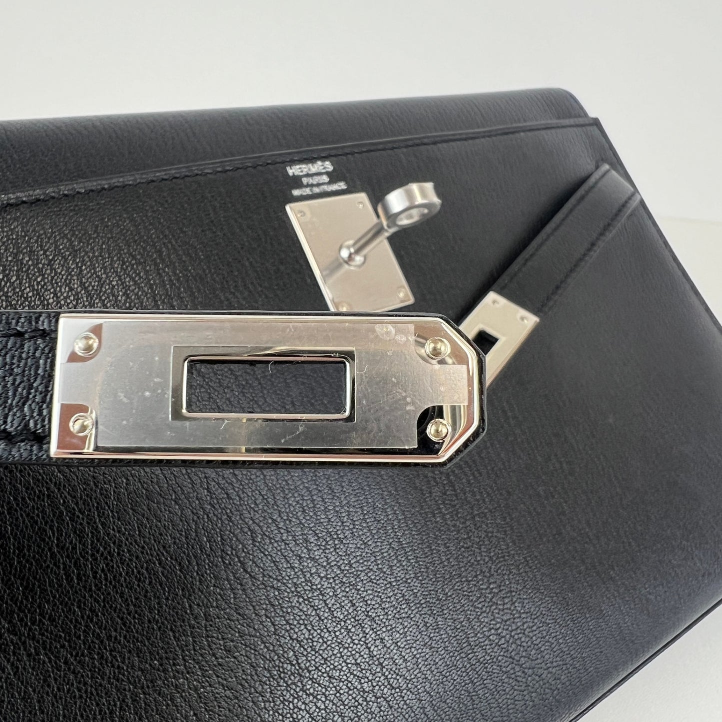 Kelly elan ケリーエラン Black ブラック Chevre シェーブル PHW シルバー金具 Stamp-B B刻印