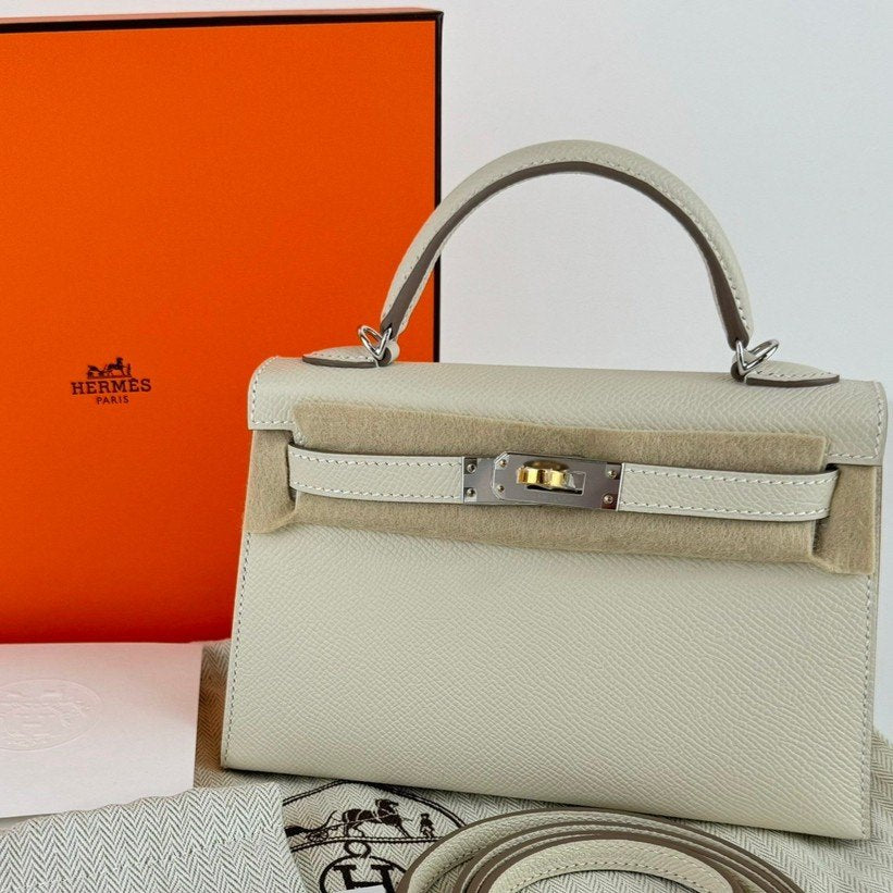 Mini kelly ミニケリー Craie クレ Epsom エプソン electrum hardwear エレクトラム金具 Stamp-W W刻印