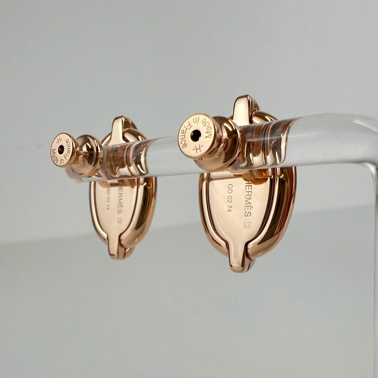 Hermès エルメス Boucles d'oreilles Mini Maillon ミニ マイヨン H100052FO ラッカーメタル Marron grace / Rosegold :マロングラッセ / ローズゴールド