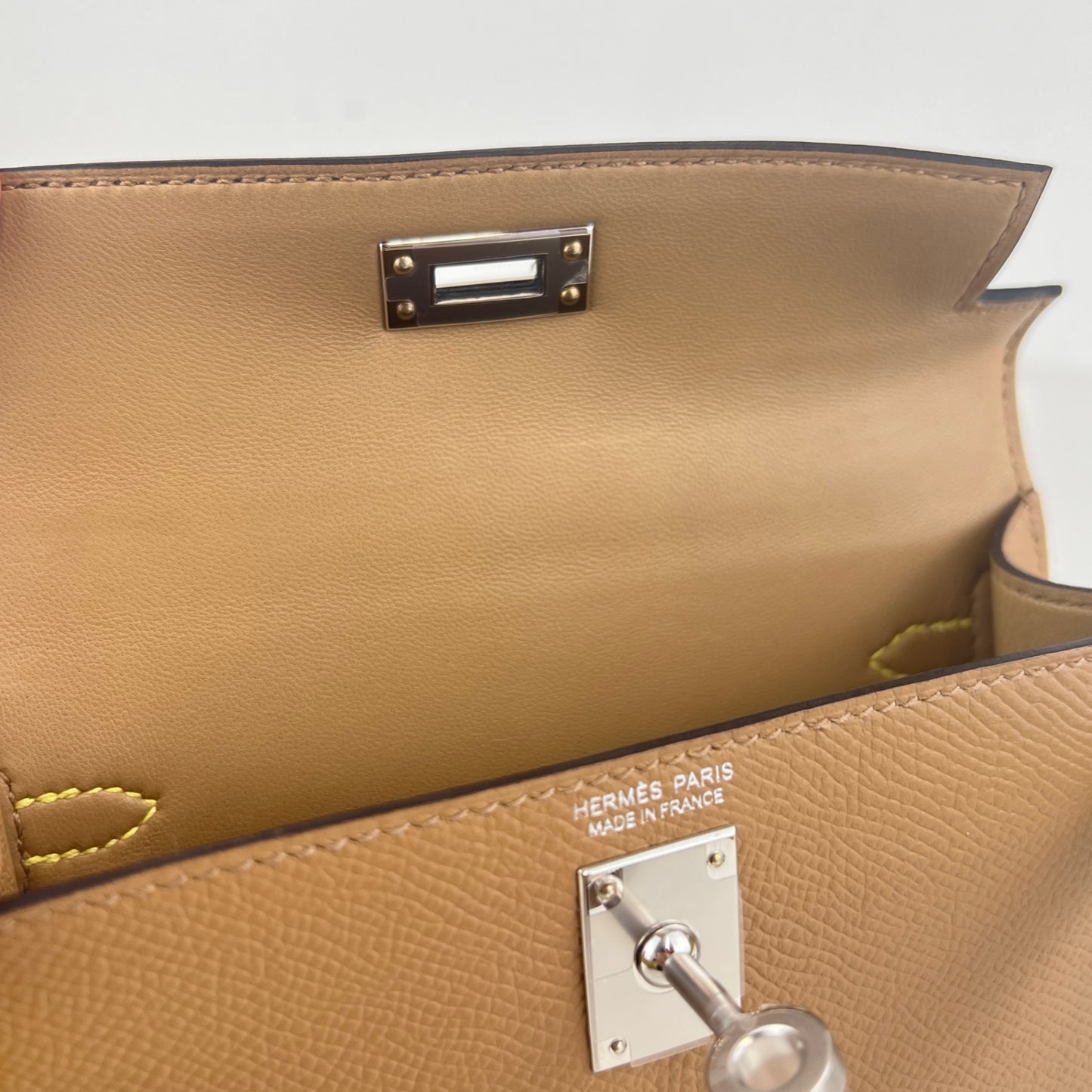Mini kelly tricolor ミニケリートリコロール Stamp-U U刻印 Epsom エプソン Chai/Mauve sylvester/Lime チャイ/モーヴシルベストル/ライム PHW シルバー金具