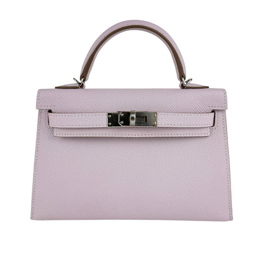 Mini kelly ミニケリー Mauve pale モーヴペール PHW シルバー金具 Stamp-W W刻 Epsom エプソン