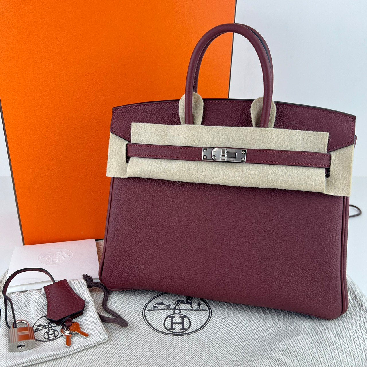 Birkin25 バーキン25 Rouge H ルージュアッシュ Togo トゴ PHW シルバー金具 Stamp-W W刻印
