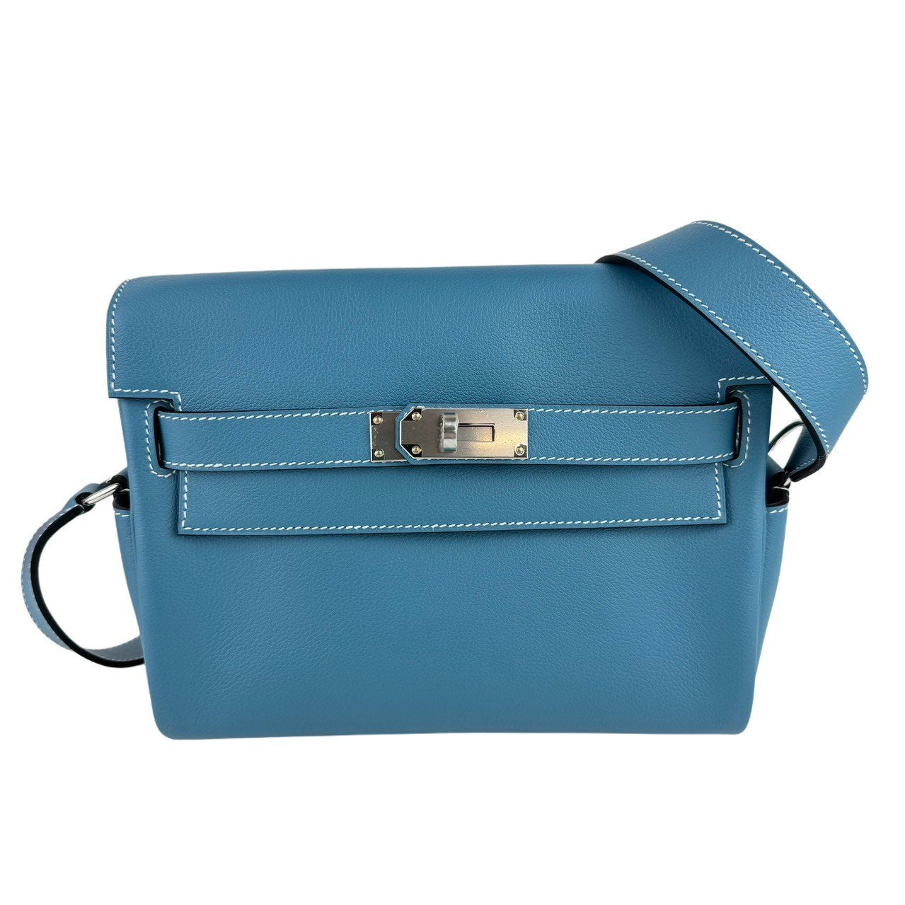 Kelly Messenger PM ケリーメッセンジャーバッグPM New Blue jean ニューブルージン PHW シルバー金具 Evercolor エバーカラー Stamp-W W刻印