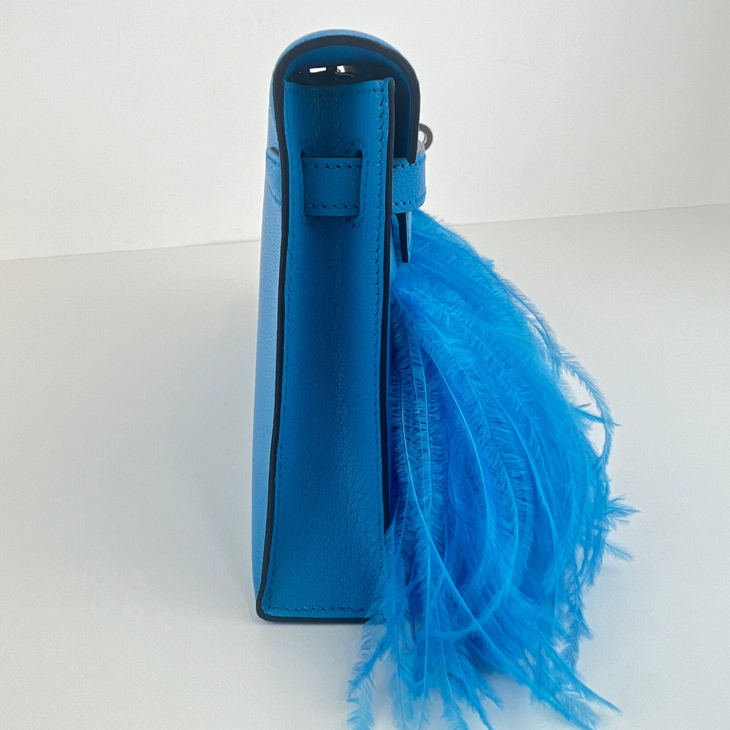Kelly Elan feather ケリーエランフェザー Blue frida ブルーフリーダ Chevre シェーブル PHW シルバー金具 Stamp-B B刻印