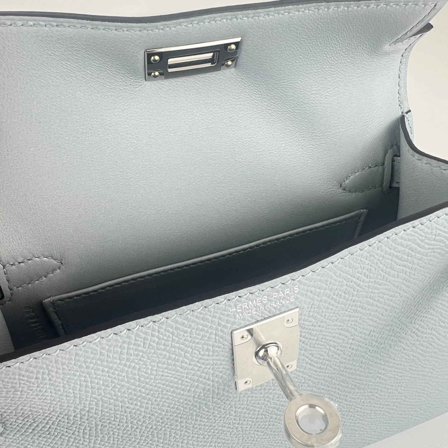 Mini kelly ミニケリー Stamp-K K刻印 Epaom エプソン Blue glacie ブルーグラシエ PHW シルバー金具 2WAYバッグ ショルダーバッグ ハンドバッグ