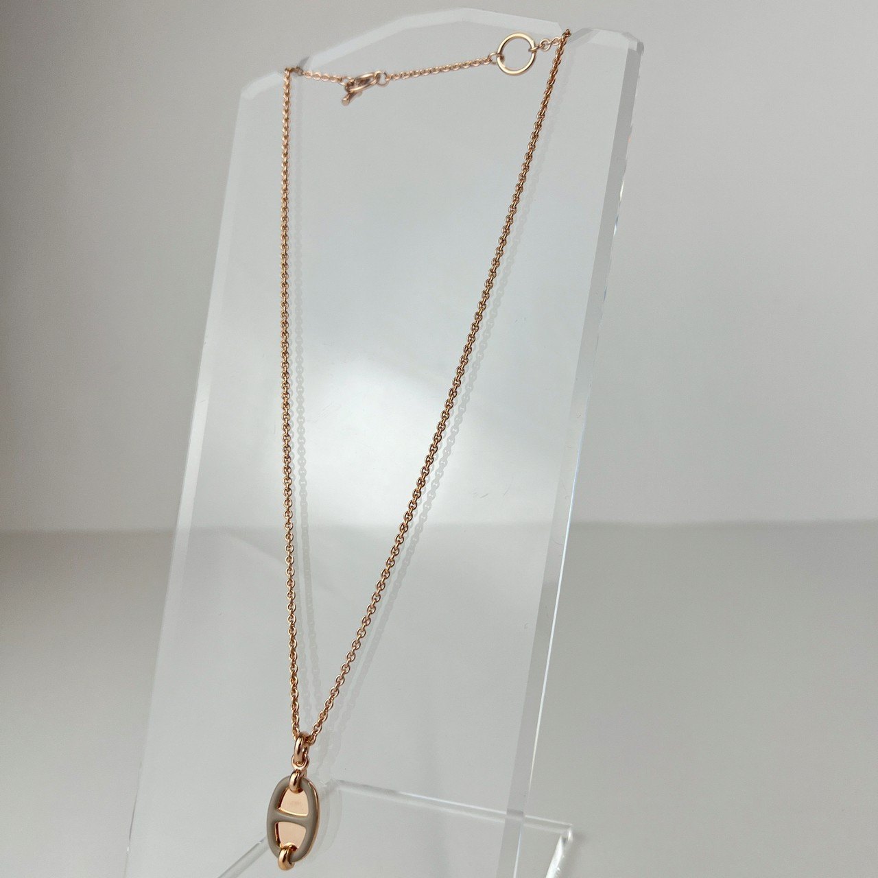 Hermès エルメス Mini Maillon pendant ミニ マイヨン ペンダント メタル Marron grace / Rosegold :マロングラッセ / ローズゴールド