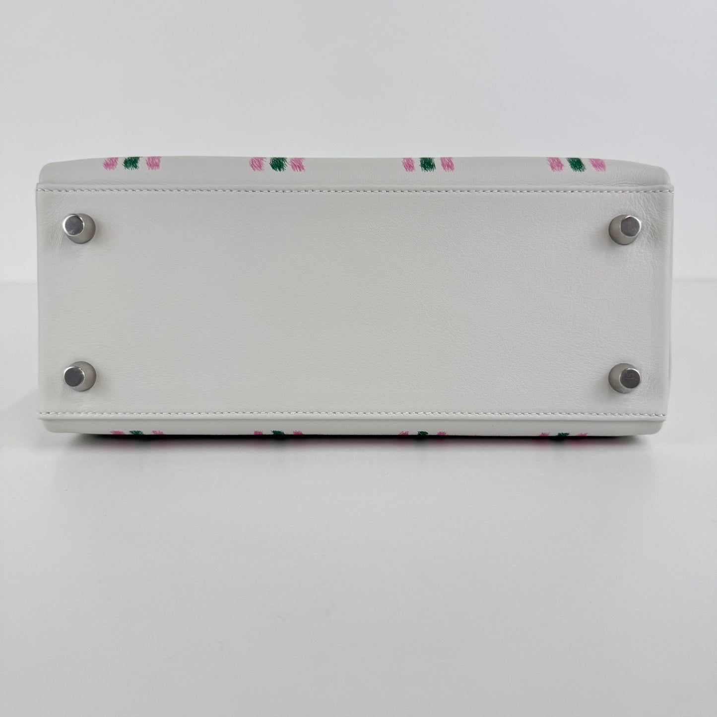 Kelly25 tartan light ケリー25 タータンライト Gris pale/Bubblegum/Vert moyen グリペール/バブルガム/ヴェールモワイヤン Swift スイフト PHW シルバー金具 Stamp-K K刻印