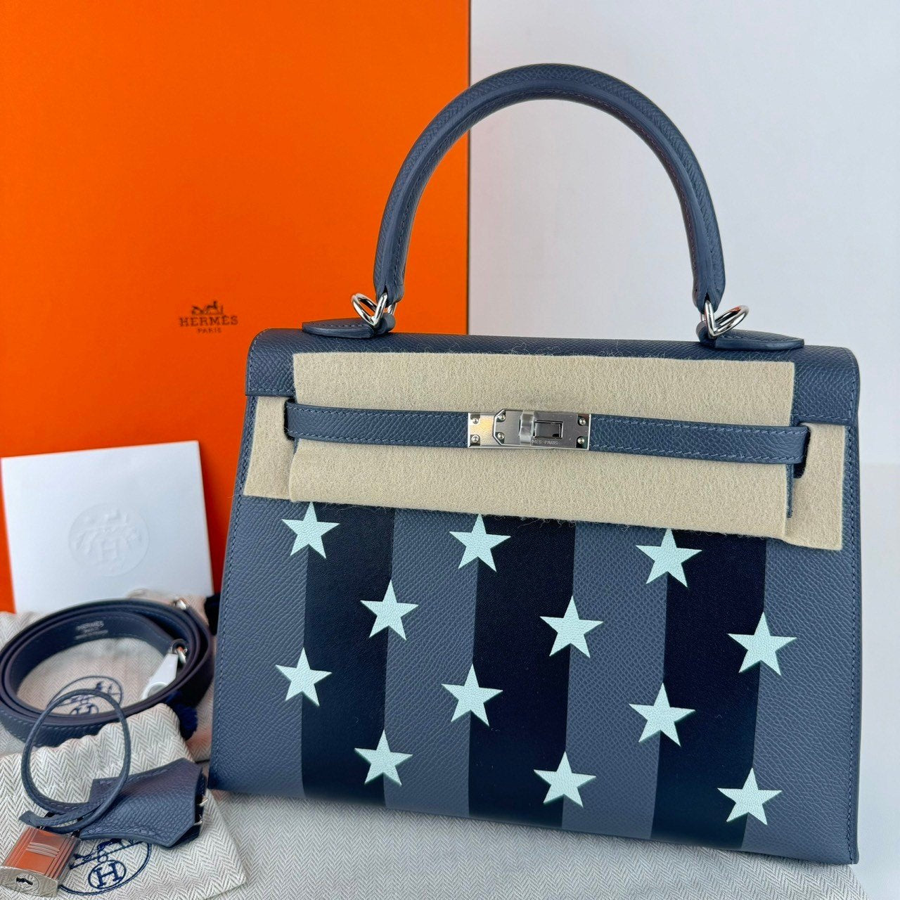 Kelly25 casaqque Etoilee ケリー25 カザック エトワール Ardoise/Black/Vert peppermint アルドワーズ/ブラック/ペパーミント Epsom/Tadelakt/Chevre エプソン/タデラクト/シェーブル PHW シルバー金具 Stamp-W W刻印
