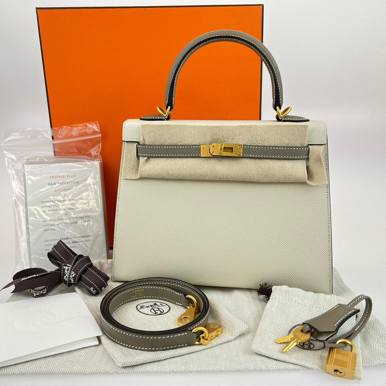 Kelly25 PO ケリー25 Gris asphalte/Craie グリスアスファルト/クレ Epsom エプソン GHW ゴールド金具 U刻