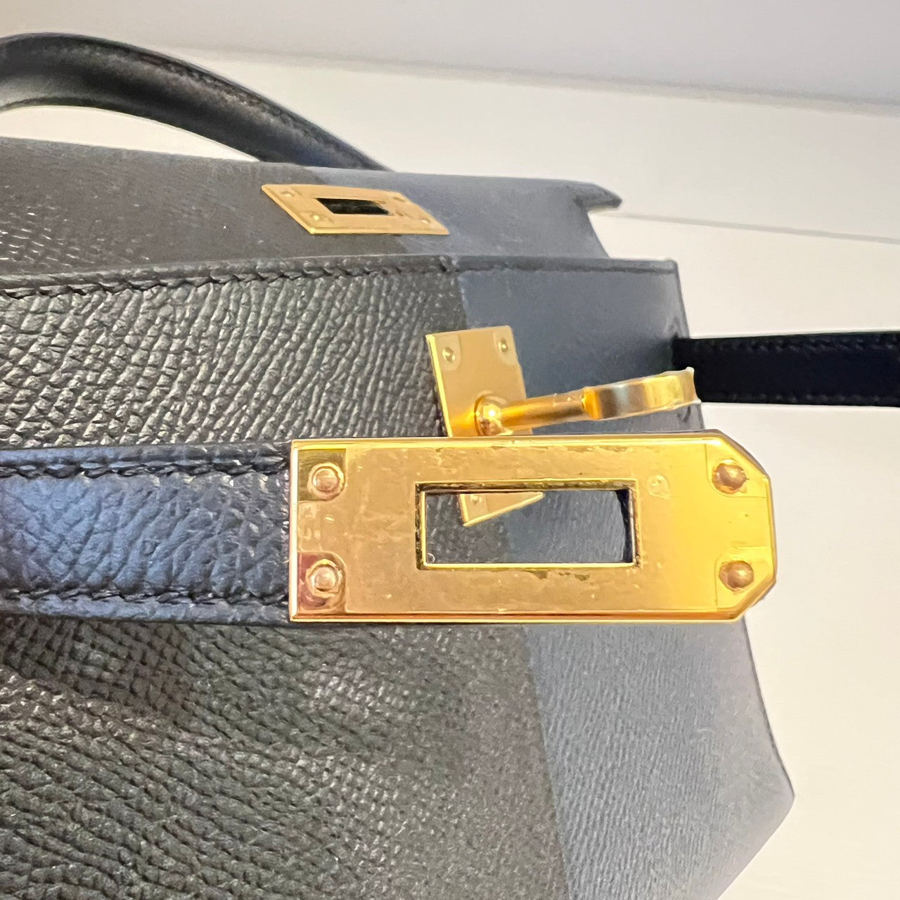 Mini Kelly ミニケリー Casaque カザック Bleu indigo/Black ブルーインディゴ/ブラック Epsom エプソン GHW ゴールド金具 Z刻印