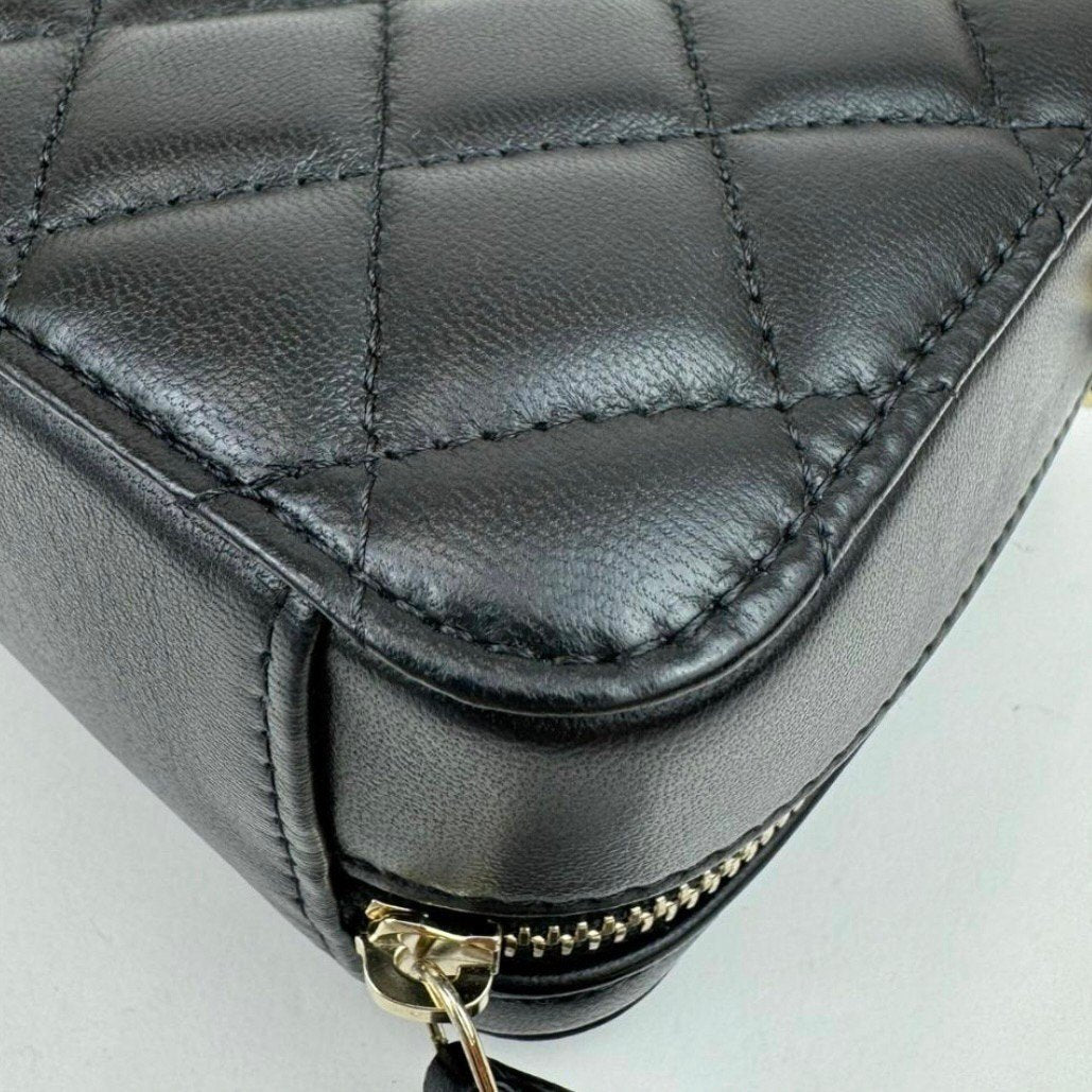 Mini Camera Bag ミニカメラバッグ Black ブラック GHW ゴールド金具 Lamb skin ラムスキン 31番台 レディースバッグ ショルダーバッグ