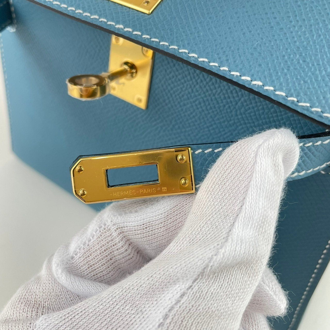 Mini kelly ミニケリー Blue jean ブルージン Epsom エプソン GHW ゴールド金具 B刻