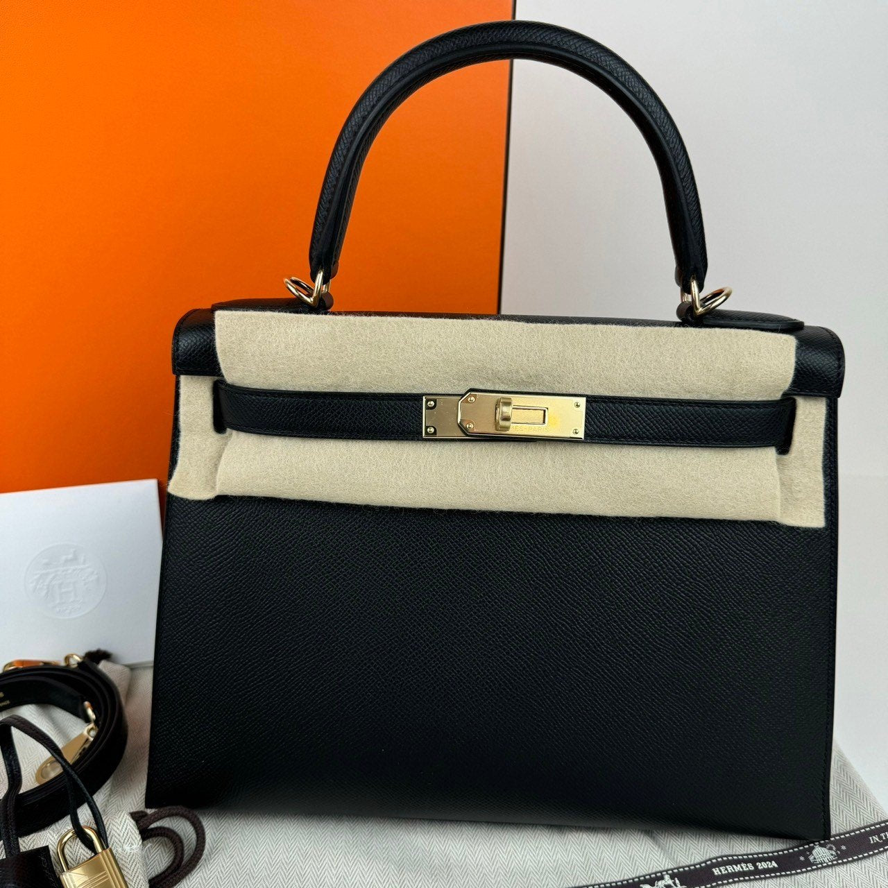 Kelly28 ケリー28 Black ブラック GHW ゴールド金具 Epsom エプソン Stamp-B B刻印