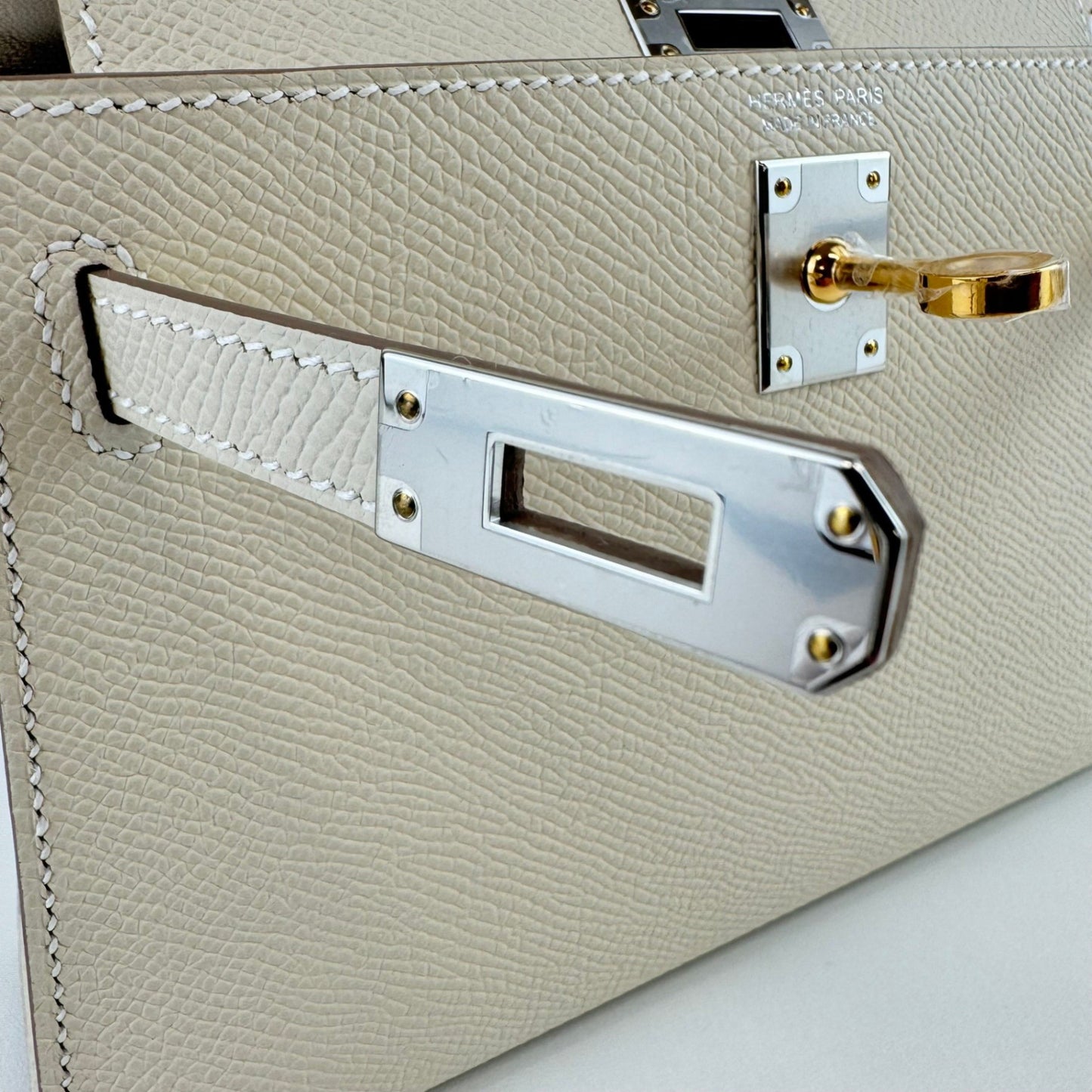 Mini kelly ミニケリー Craie クレ Epsom エプソン electrum hardwear エレクトラム金具 Stamp-W W刻印