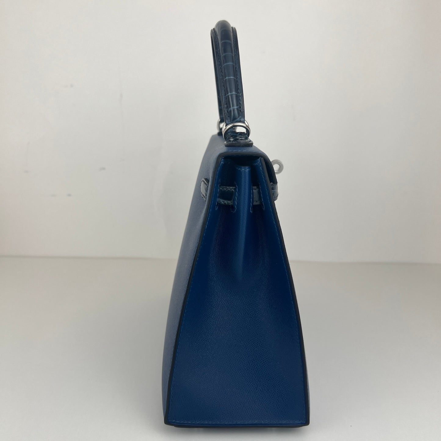 Hermès エルメス Kelly25 ケリー25 Stamp-W W刻印 Madame/Crocodile マダム/クロコダイル Deep blue ディープブルー PHW シルバー金具