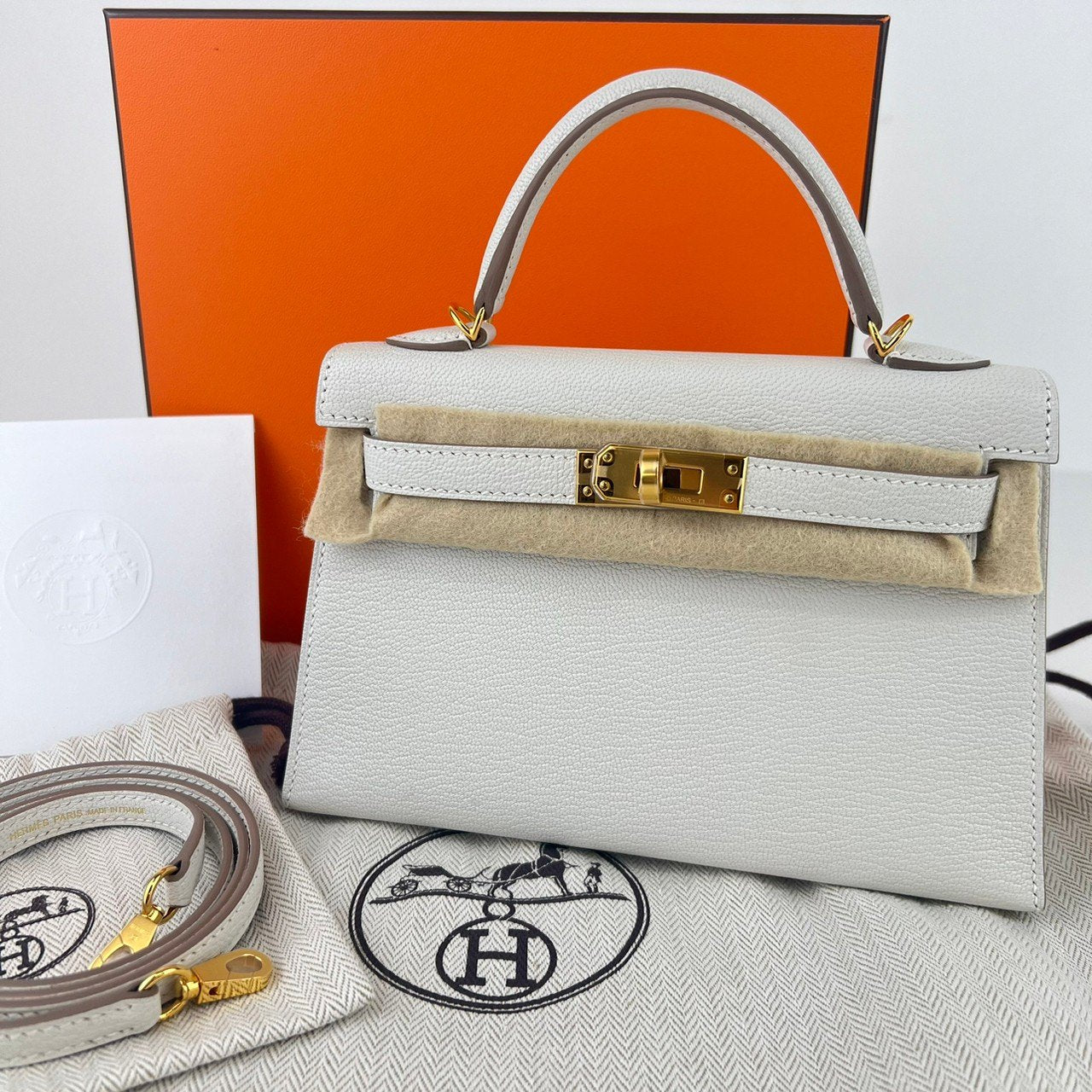 Mini kelly ミニケリー Mushroom マッシュルーム Chevre シェーブル GHW ゴールド金具 Stamp-U U刻印